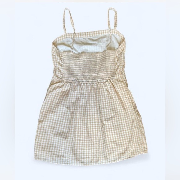 Abercrombie & Fitch tan and white gingham mini dress w/ small side slit size XL - Picture 4 of 10